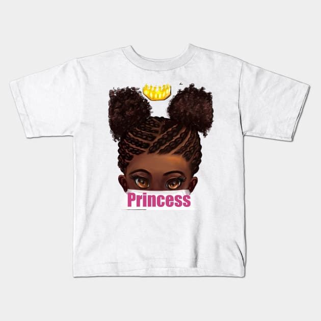 Princess in corn rows - The best Gifts for black girls 2022 beautiful black girl with Afro hair in puffs, brown eyes and dark brown skin. Black princess Kids T-Shirt by Artonmytee